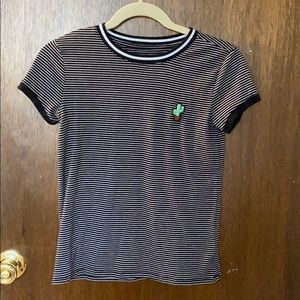 Black and White Striped T Shirt with Cactus